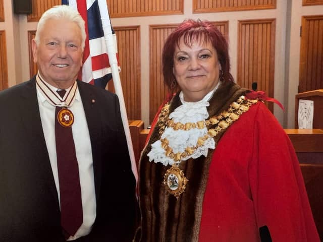 New High Sheriff of Greater Manchester Martin Ainscough with the Mayor of Wigan, Coun Debbie Parkinson