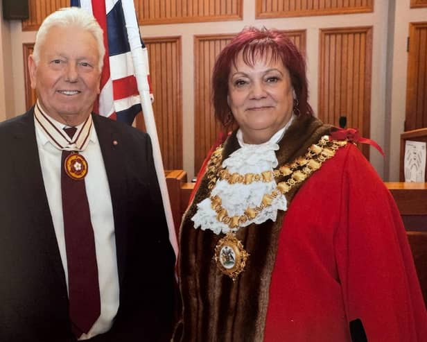 New High Sheriff of Greater Manchester Martin Ainscough with the Mayor of Wigan, Coun Debbie Parkinson