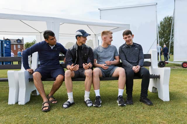 Adnan (far left) with team-mates Harvey, Matthew and Harry (Pic: BBC)