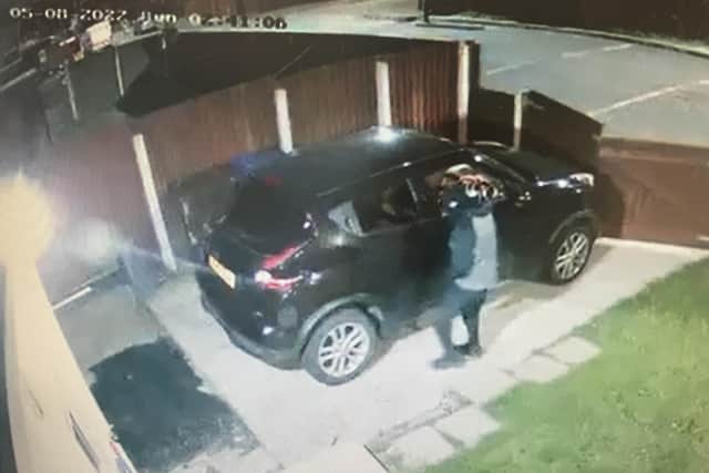 Thief takes family's car from their driveway.