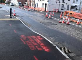 Road works on Preston Road, Standish, near Pepper Lane junction.