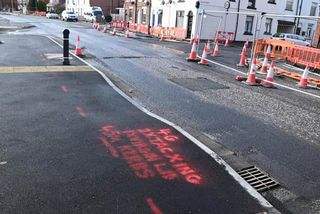 Road works on Preston Road, Standish, near Pepper Lane junction.