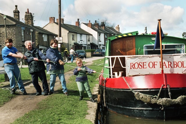 Heave to from Michaela Jones, Kim, Allan Jones and Frank Smith for the Rose of Parbold at Appley Bridge boat rally on Saturday 29th of March 1997.