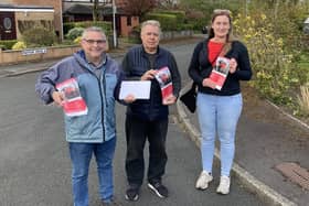Aspull, New Springs and Whelley ward candidates Chris Ready, Ron Conway and Laura Flynn out leafleting in Aspull in the hope they can regain their seats for Labour