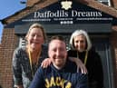 Fund-raiser Keith Ribchester prepares for the gruelling trek over the Brecon Beacons with support from Maureen Holcroft and Noreen Bond from Daffodils Dreams