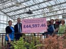 Left to right: Joanna Huddart from Manchester Mind, Matthew Bent, Cassie and Stewart Leaver with Dougie and Gail Jackson, CEO of Solving Kids Cancer.