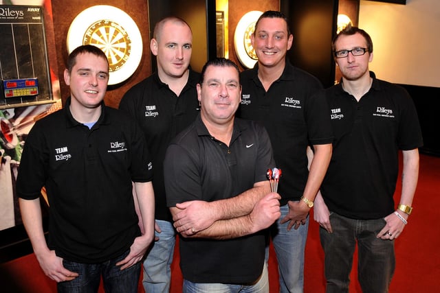 Rileys Darts Team are in the semi final of a competition to play at Alexandria Palace, London.
from left, Michael Moffatt, Darren Allsopp, Steve Maish, Mark Blundell and Jay Winstanley
