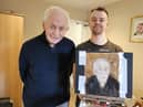 Joe Whitmore (pictured with Ken Sumner and his paiting) will return to the home to paint a further two portraits of residents.
