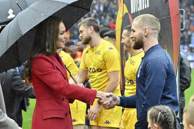 The Princess of Wales meets England captain Sam Tomkins