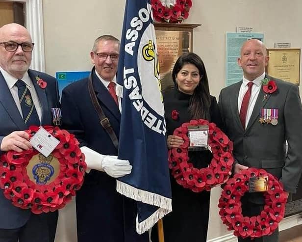 The photograph of Martyn Smethurst, right, with war medals on the left-hand side of his jacket