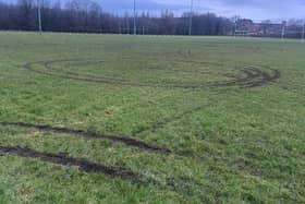 The pitch damage at Wigan St Judes due to anti-social behaviour