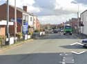 Atherton Road's junction with Leigh Road at Hindley Green where the car crashed into railings