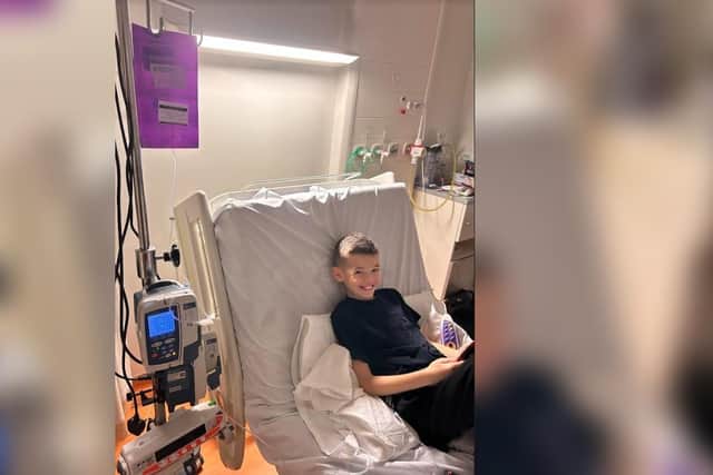 Lincoln Melling, now aged 10, has kept a smile on his face despite the gruelling hospital treatment he has undergone