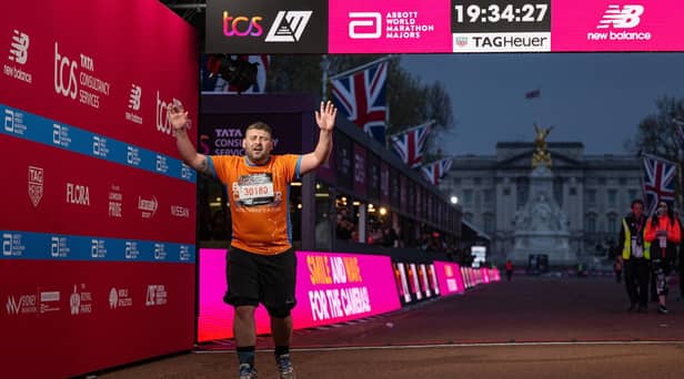 The final participant to finish The TCS London Marathon, Mav Durnin, crosses the finish line on The Mall on Sunday


Photo: Jon Buckle for London Marathon Events

For further information: media@londonmarathonevents.co.uk