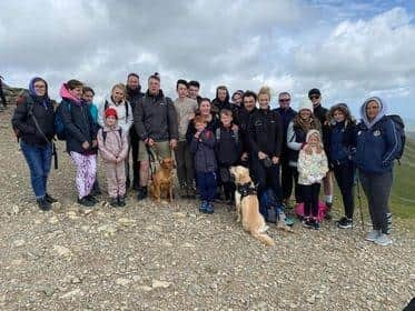 The team of fundraisers during the march up Mount Hellvelyn