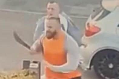 These men allegedly chased another and tried to hit him with the machete