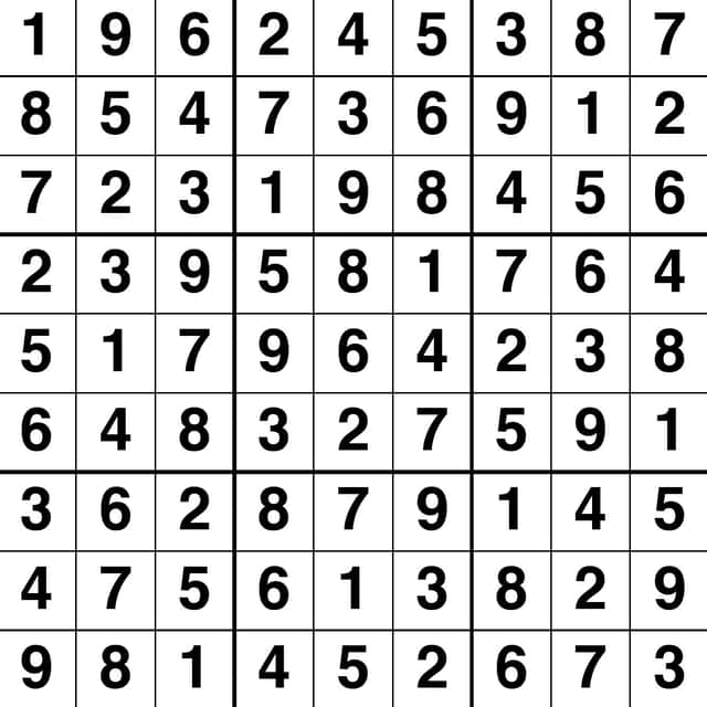 The completed weekly puzzle