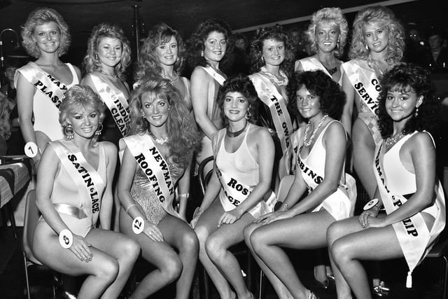 Finalists in the Miss Wigan beauty contest held at Glitter's nightclub on Saturday 29th of November 1986.