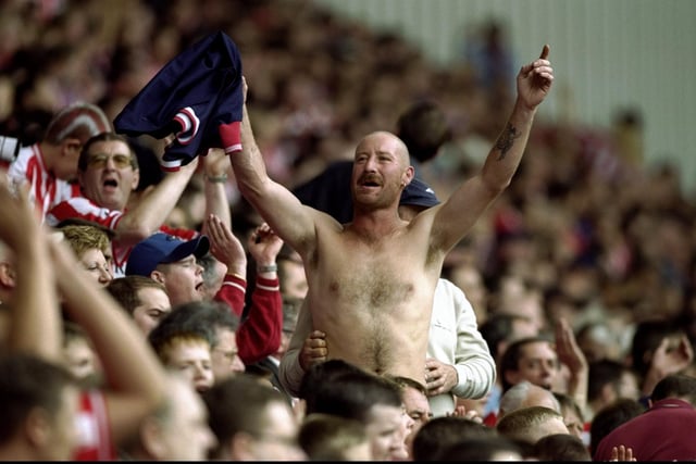 A Sunderland fan during the Premiership match against Derby at Pride Park. Sunderland won the game 5-0.