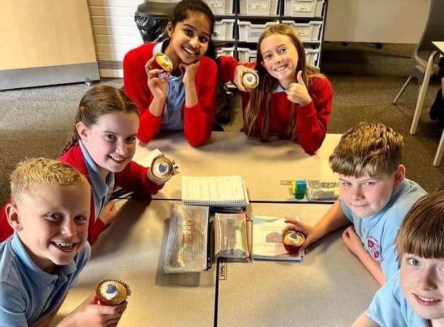 Each child had a cake to celebrate the schools history thanks to cook Tracey Gore.
