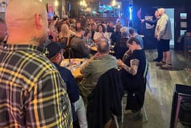 Liam Aitken and Phil Walker hosting the Chairty Race Night at Anderton's Bar, Wigan
