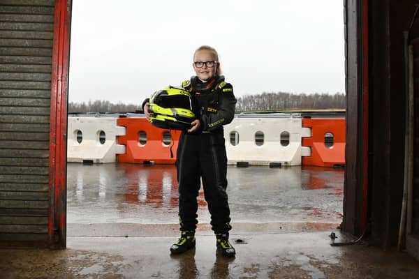 Elsie Gannon, nine, from Appley Bridge, pictured at Three Sisters Race Circuit, Ashton-in-Makerfield, she started kart racing in 2021.