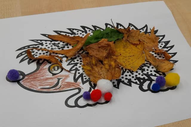 A creative hedgehog designed by a child at Ashton Library's After School Craft Club