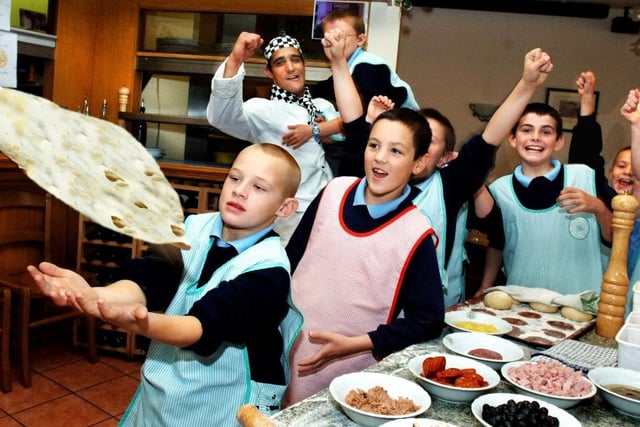 Kids have a go at making pizza in 2005