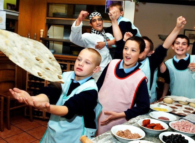 Kids have a go at making pizza in 2005