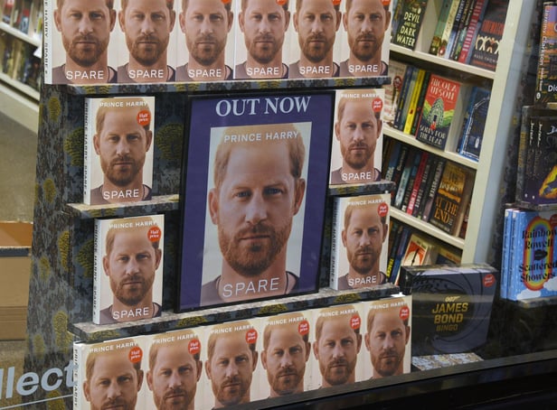Prince Harry's book, Spare, is on sale today on the launch date of the book at half price at Waterstones, Grand Arcade, Wigan.