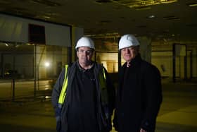 Site manager Alec Clinton, left, and Grand Arcade centre manager Mike Matthews, right. Work begins in the former Rebuild with Hope, prior to that former Debenhams store in the Grand Arcade Shopping Centre, Wigan.
