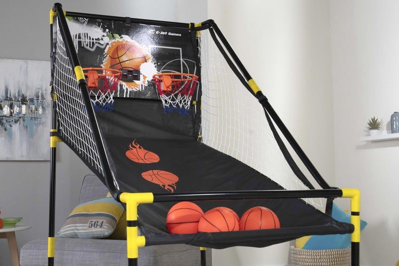 Practice your shots wth family thanks to the Double Shot Basketball Arcade with Timer. Only available at Smyths Toys