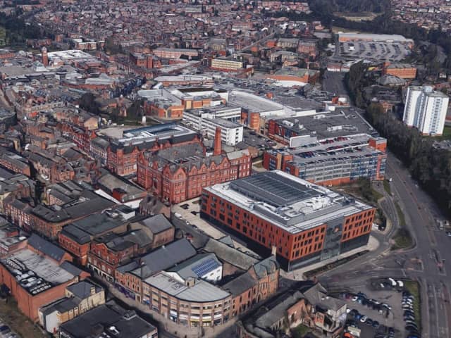 Aerial view of Wigan town centre