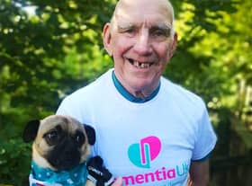 Worthington Lake Care Home, and the Standish community, rallied together to support Buddy the dog who walked over 100km for Dementia UK in October.
Charles pictured with Buddy.