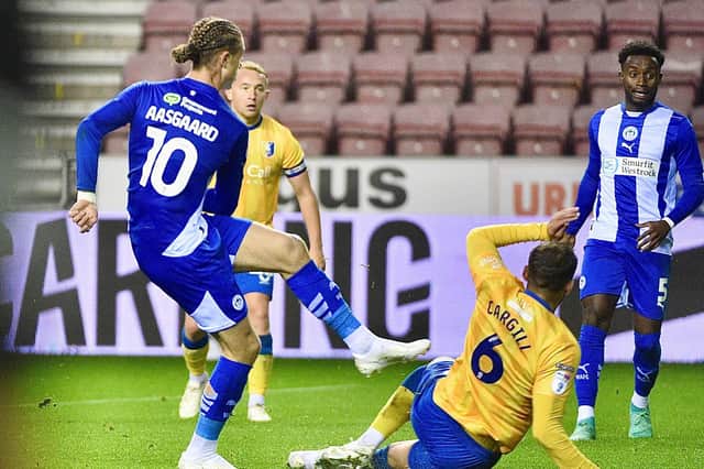 Thelo Aasgaard rifles home the Latics equaliser at the beginning of the second period
