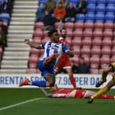 Ivan Toney scores for Latics during his loan spell in 2017-18