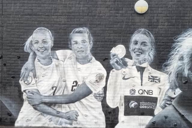 Keely joins football heroes Beth Mead and Ella Toone on the wall