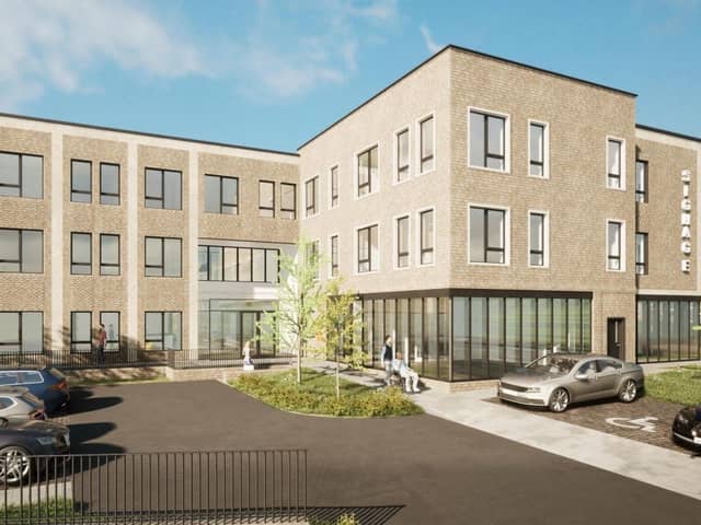 Artist impression of the entrance of the proposed 38-home apartment block young people off Boundary Street, Wigan