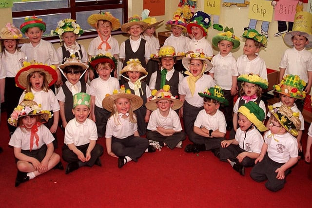 Children from the reception class at St Thomas The Martyr, Mill Lane, Upholland who took part in the Easter bonnet parade before their Easter Break.