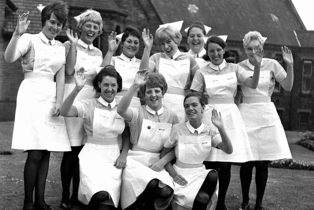 RETRO August 1969 - Trainee nurses receive their SRN qualification awards at Wigan Infirmary.