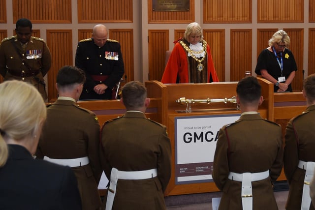 The Mayor of Wigan Coun Marie Morgan, held a council meeting in Wigan Town Hall chambers to officially announce and make presentations to the Colonel of the Regiment, Brigadier Frazer Lawrence OBE, before a parade and the Mayor of Wigan carried out an inspection.