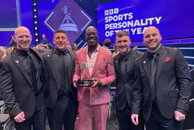 Martin Offiah presented Wigan Warriors with the BBC Sports Personality Team of the Year award