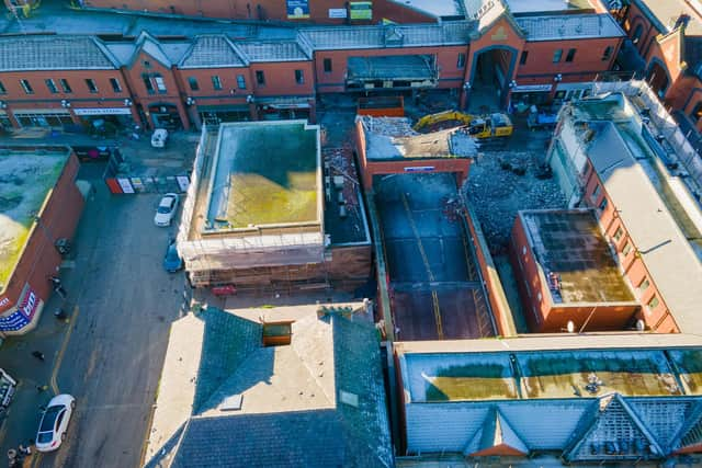 The bridge over to the car park was the first major feature to be demolished. See the top of the picture, a little right of centre