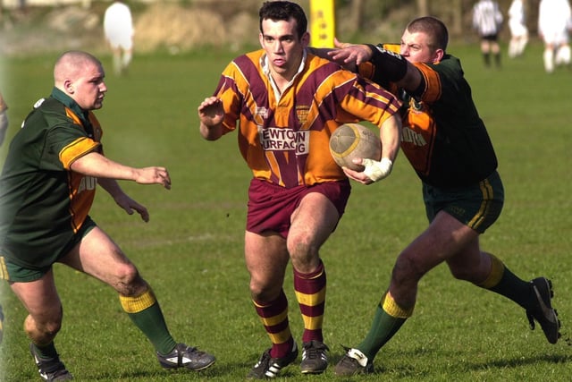 Gavin Corfield makes a break against Eccles in a National Conference League Division One match on Saturday 29th of March 2003. St Judes lost 18-19.