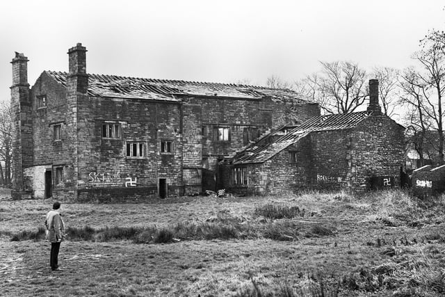 The derelict Hawkley Hall in December 1968 just before demolition.
The building was at the end of Carr Lane and was built in the 17th century repacing the original 14th century moated hall and many generations of the Molyneux family lived there.