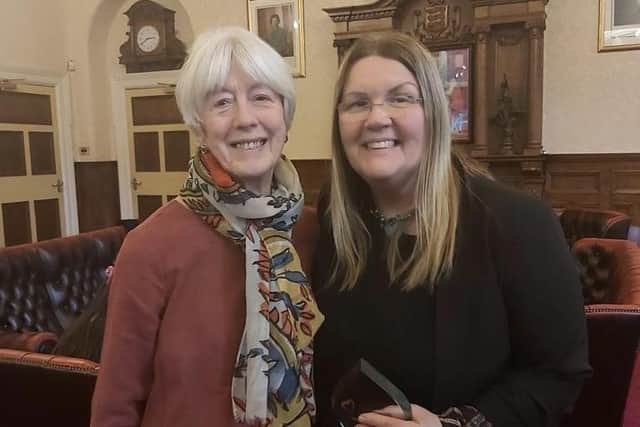 Maggie Skilling and Sue Seager received their Heart of the Community awards in the mayor's parlour at Wigan Town Hall