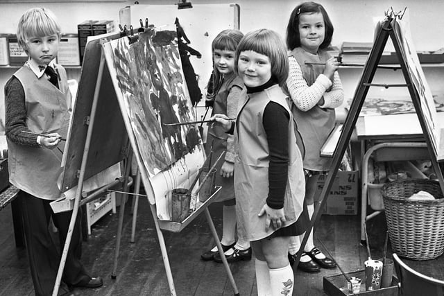 Arty types at Evans County Infants School, Ashton, in October 1976.