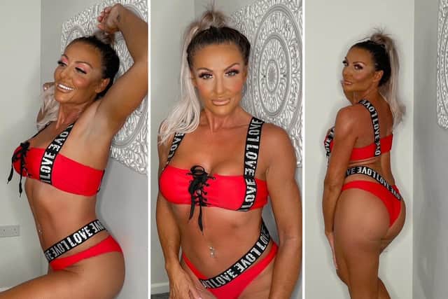 Yvette modellling her bikini and lingerie range for women.