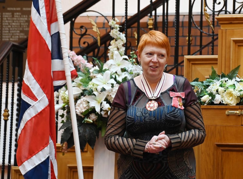 Greater Manchester Deputy Lieutenant Melanie Bryan OBE speaks at the event.