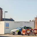 Police at the construction site on Freckleton Street
